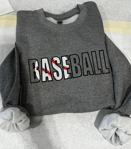 Baseball Embroidered Youth & Adult Sweatshirt