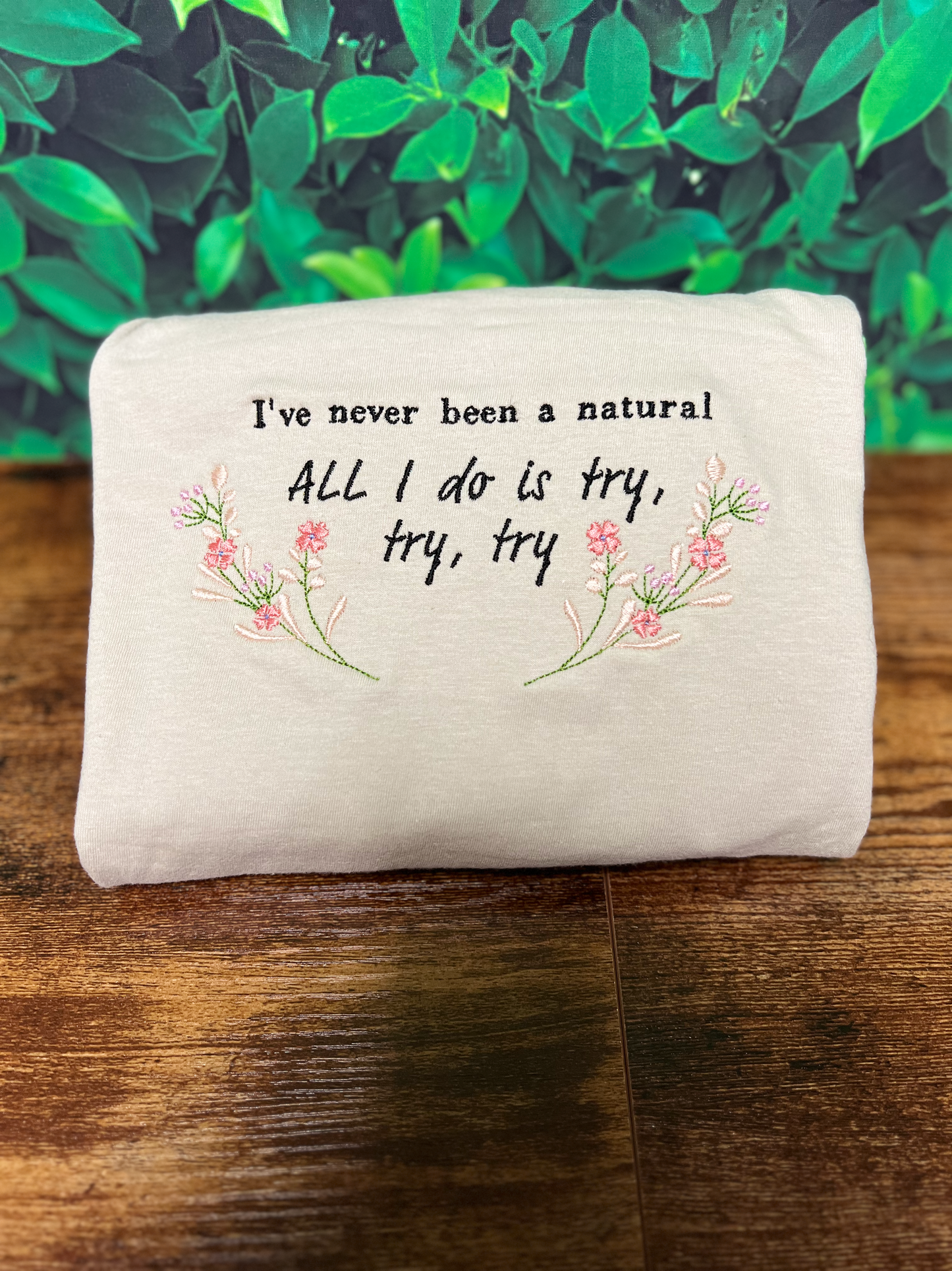 Try, Try, Try Embroidered T-Shirt / Sweatshirt